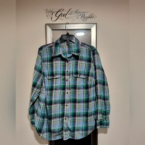 Chaps Multicolor Women's 1x Plaid Flannel Shirt